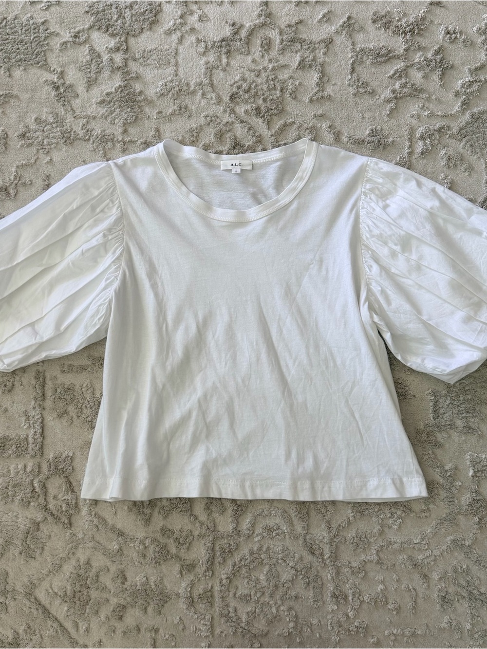 A.L.C. Cassandra Puff Sleeve blouse top shirt - white - size medium